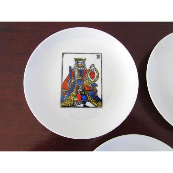 Vintage Bidasoa Spain Plates Set Playing Card Knights King sDessert Appetizer 6" - Picture 5 of 8